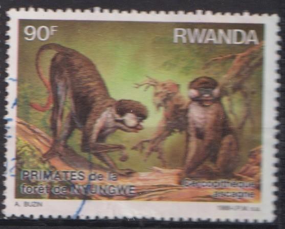 Rwanda 1988 Apen, Postzegels en Munten, Postzegels | Thematische zegels, Gestempeld, Dier of Natuur, Verzenden
