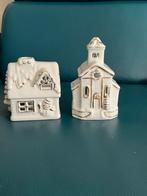 2 retro kershuisjes met gouden randje, Diversen, Kerst, Ophalen of Verzenden, Zo goed als nieuw