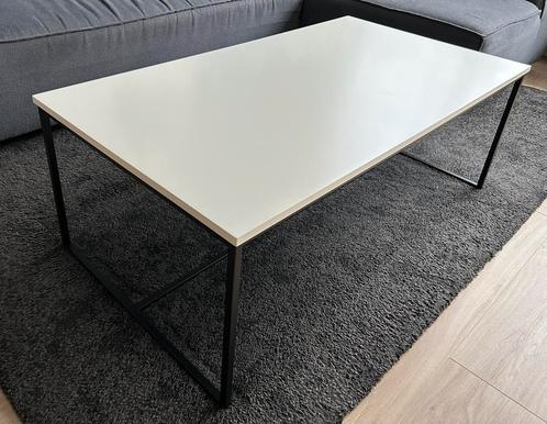 Mooie salontafel - wit met zwart metalen frame, Huis en Inrichting, Tafels | Salontafels, Gebruikt, Minder dan 50 cm, 50 tot 100 cm