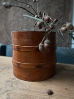 Oude houten spanband emmer ton bak sober sleets landelijk, Ophalen of Verzenden