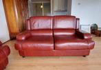 Rood leren bankstel - 3-zits & 2-zits, Ophalen, Gebruikt, Rechte bank, 200 tot 250 cm