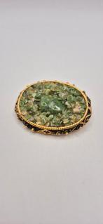 Jaren 60 broche met Aventurijn, Sieraden, Tassen en Uiterlijk, Antieke sieraden, Ophalen of Verzenden, Overige materialen, Broche