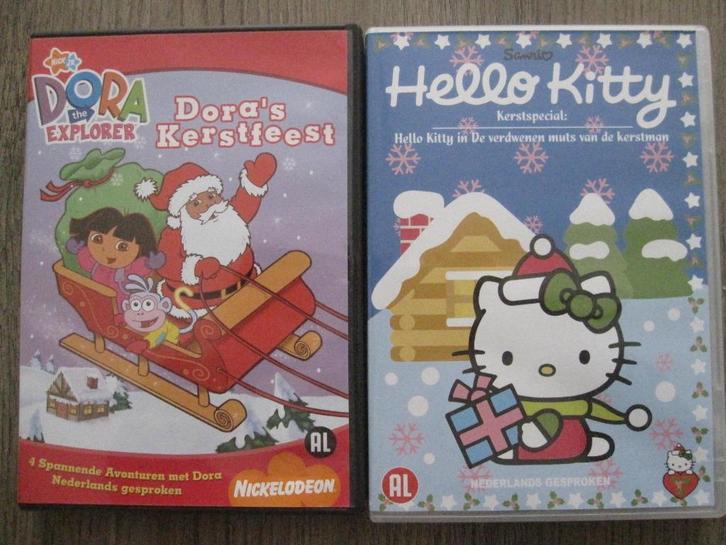 Dvd's: Dora's Kerstfeest + Hello Kitty met 3 kerstverhalen, Cd's en Dvd's, Dvd's | Kinderen en Jeugd, Zo goed als nieuw, Overige genres