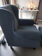 Mooi fauteuil met bijpassend bankje. Grijs/blauw, Huis en Inrichting, Fauteuils, Zo goed als nieuw, Ophalen