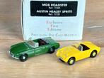 EFE MGB Roadster groen & Austin Healey Sprite geel 1:76 ZGAN, Ophalen of Verzenden, Zo goed als nieuw, Auto