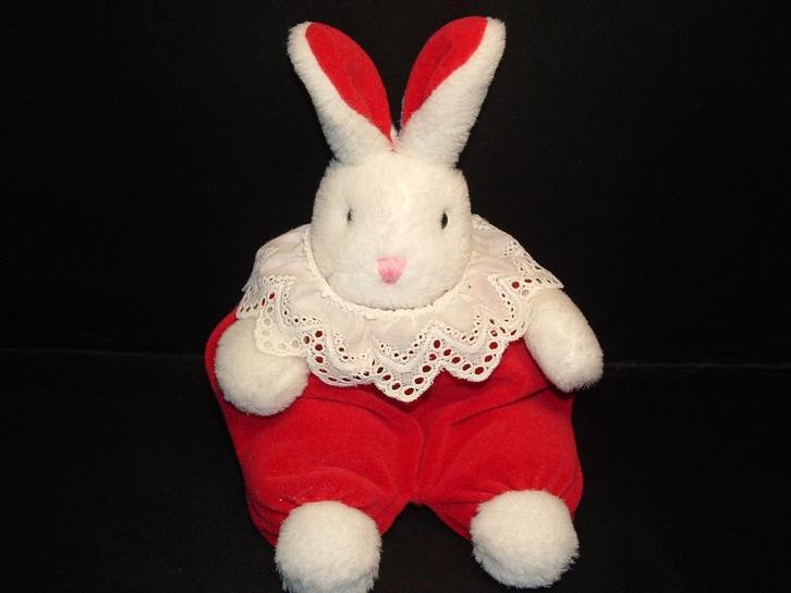 HENNES & MAURITZ BABY KONIJN PLUCHE WIT MET ROOD, Kinderen en Baby's, Speelgoed | Knuffels en Pluche, Nieuw, Overige typen, Verzenden