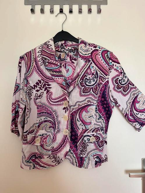 Leuk vrolijk zomerjasje m 42 te koop, Kleding | Dames, Jasjes, Kostuums en Pakken, Zo goed als nieuw, Jasje, Maat 42/44 (L), Overige kleuren