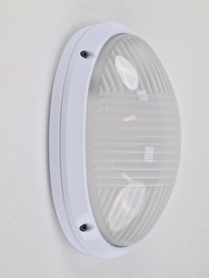 Vintage simes buitenlamp wandlamp metaal glas ’80 italy wit, Tuin en Terras, Buitenverlichting, Nieuw, Wandlamp, Aluminium, 50 tot 250 watt