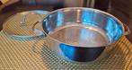RVS Braadpan Ø28cm met Structuurbodem & Glazen Deksel, Ophalen, Rvs, Koekenpan of Braadpan