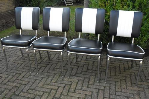Bel Air 4 diner stoelen fifties sixties retro ( tafel ), Huis en Inrichting, Stoelen, Zo goed als nieuw, Vier, Zwart, Ophalen