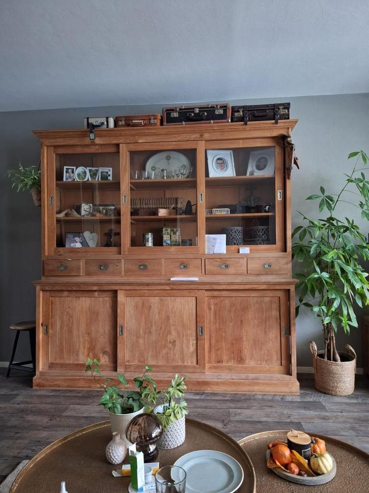 SPOED!! Buffetkast, 2delige kast met deurtjes en lades, glas, Huis en Inrichting, Kasten | Buffetkasten, Zo goed als nieuw, 200 cm of meer