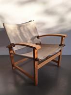 vintage Deens design Hyllinge safari chair houten arm-stoel, Ophalen, Minder dan 75 cm, Hout, 50 tot 75 cm