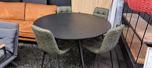 Moderne Zwarte Ronde Tafel, Huis en Inrichting, Tafels | Eettafels, Zo goed als nieuw, Vier personen, Rond, Eikenhout, Ophalen of Verzenden