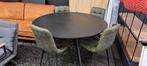 Moderne Zwarte Ronde Tafel, Ophalen of Verzenden, Zo goed als nieuw, Vier personen, Eikenhout