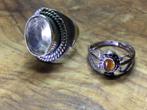 2 oude ringen, met opaal en citrienkwarts., Gebruikt, Ophalen of Verzenden, 17 tot 18, Met edelsteen