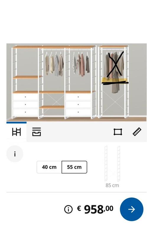 Ikea Elvarli kledingkast, Huis en Inrichting, Kasten | Kledingkasten, Gebruikt, 200 cm of meer, 200 cm of meer, 50 tot 75 cm, Met lade(s)