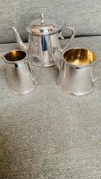 Verzilverd Theeservies - Theepot, Melkkan, Suikerpot, Ophalen of Verzenden, Zilver