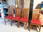 4x teak houten stoelen, Huis en Inrichting, Stoelen, Ophalen, Gebruikt, Bruin, Vier