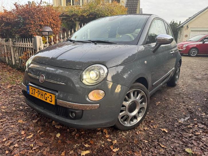 Fiat 500C Cabrio 0.9 TwinAir Rock 2011 Nardo Grey Leer Xenon, Auto's, Fiat, Particulier, Centrale vergrendeling, Climate control