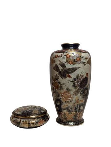 Royal Satsuma Pottery Set – Vaas en Dekselkom beschikbaar voor biedingen