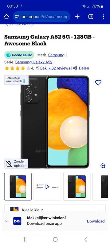 Samsung Galaxy A52 5G - 128GB Zwart beschikbaar voor biedingen