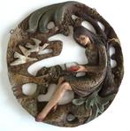 Fraai ornament, aardewerk, lezende vrouw. Kunst aan de muur, Ophalen of Verzenden