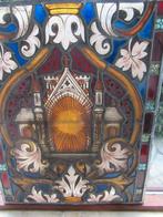 Antiek religieus gebrandschilderd glas in lood, Ophalen of Verzenden