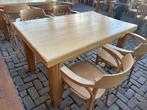 Stevige beuken tafel met 4 beuken stoelen., Ophalen of Verzenden