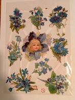 Bloemen blauw meisje poesie poezie plaatjes vel 7101, Verzamelen, Poesieplaatjes, Verzenden