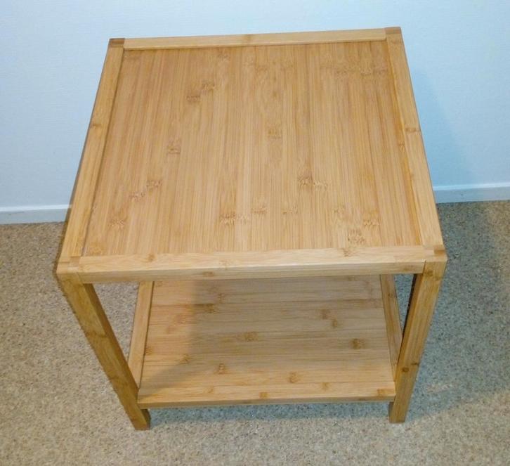 Bamboe bijzettafel, Huis en Inrichting, Tafels | Bijzettafels, Zo goed als nieuw, Vierkant, 45 tot 60 cm, Minder dan 55 cm, Overige materialen