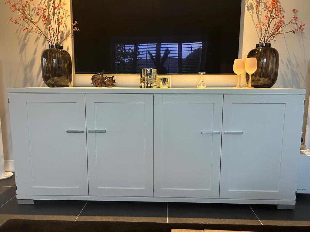 Massief Kersenhouten Dressoir en Vitrinekast, Huis en Inrichting, Kasten | Buffetkasten, Ophalen, Gebruikt, 150 tot 200 cm, Minder dan 100 cm