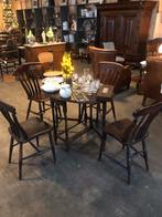 Antieke Inklapbare Tafel met 4 Stoelen, Antiek en Kunst, Antiek | Meubels | Tafels, Ophalen of Verzenden