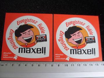 2x sticker maxell logo cassettebandjes enregistrez fidele beschikbaar voor biedingen