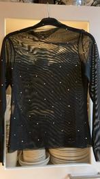 🎄NIEUW zwart transparante ZARA top met strass mt S, Nieuw, Ophalen of Verzenden, Lange mouw, Maat 36 (S)