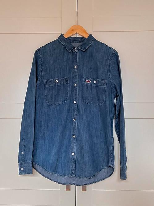 Hollister - Denim dames shirt / blouse - Maat M, Kleding | Dames, Blouses en Tunieken, Gedragen, Maat 38/40 (M), Blauw, Ophalen of Verzenden