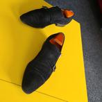 Santoni suede schoenen met 2 gesp en bruine kleur maat 9/5, Bruin, Verzenden, Santoni, Gespschoenen