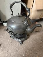 Antieke Tinnen Theepot met Rechaud, Ophalen of Verzenden
