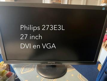 27” monitor Philips 273E3L (DVI en VGA) beschikbaar voor biedingen