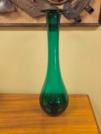 Vintage Hoge Glazen Groenen Vaas, Ophalen of Verzenden, Nvt, Nvt, Nvt