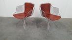2 Design Wire Chairs Chroom Met Cognac Seat Pads, Huis en Inrichting, Ophalen, Kunststof, Twee, Bruin