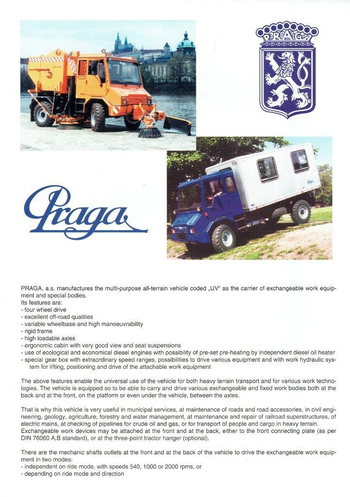 Folder Praga UV (vrachtwagen uit Tsjechië - ca.1997), Boeken, Auto's | Folders en Tijdschriften, Gelezen, Overige merken, Verzenden