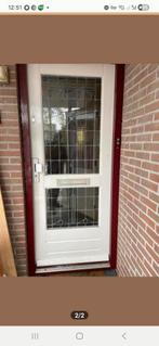 Buitendeur met glas in lood, Doe-het-zelf en Verbouw, Deuren en Horren, Ophalen, Glas, Buitendeur, 200 tot 215 cm