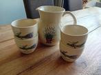 Melkan met bekers lavendel servies, Ophalen, Zo goed als nieuw, Overige stijlen, Kop(pen) en/of Schotel(s)