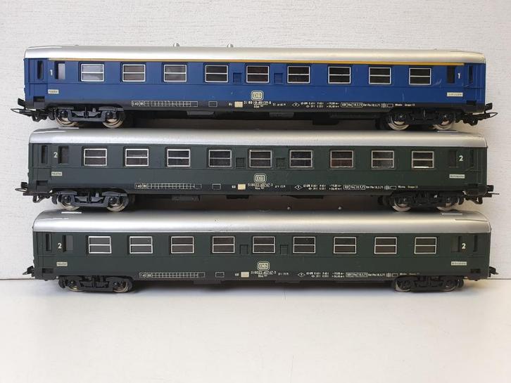 OUEF H0 5773+5774 3 stuks D-trein rijtuigen 1e en 2e klas DB, Hobby en Vrije tijd, Modeltreinen | H0, Gebruikt, Wagon, Gelijkstroom of Wisselstroom