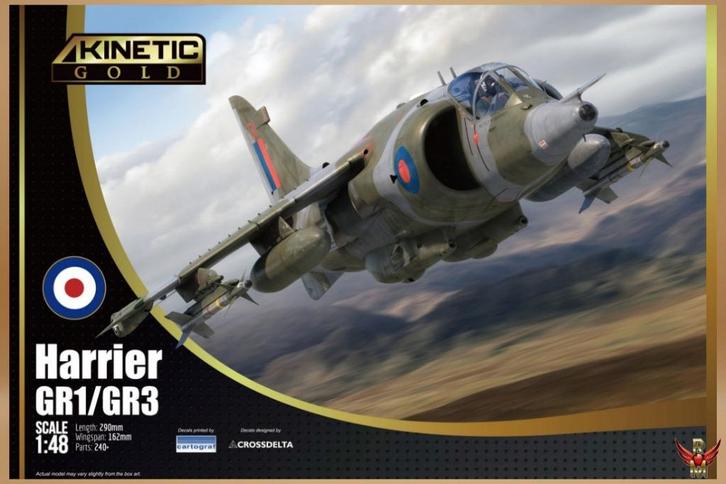 ROWASP | Kinetic 1/48 Harrier GR 1/GR 3 GOLD, Hobby en Vrije tijd, Modelbouw | Vliegtuigen en Helikopters, Nieuw, Vliegtuig, Groter dan 1:72
