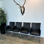 4 Bert Plantagie stoelen – zwart leder – goede staat!, Verzenden, ., Zwart, Zo goed als nieuw