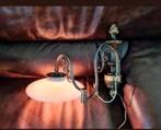 Antieke Wandlamp met Glazen Kap, Ophalen of Verzenden, Gebruikt, Glas, Antiek