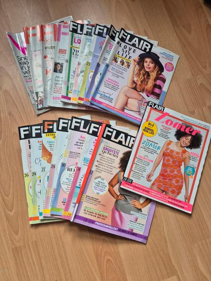 Grote stapel Flairs incl zomerboek, gratis Viva, Boeken, Tijdschriften en Kranten, Zo goed als nieuw, Damesbladen, Ophalen of Verzenden