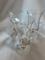IRISH COFFEE glazen, DOUWE EGBERTS, bruine logo, 3 stuks, Verzamelen, Ophalen of Verzenden, Zo goed als nieuw, Borrel- of Shotglas