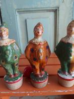 3 antieke Papier-mache clowns skittels ca 1890, Antiek en Kunst, Ophalen of Verzenden